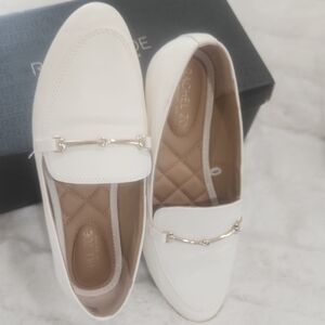 Rachel Zoe White Flats with Horsebit Detail